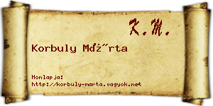 Korbuly Márta névjegykártya